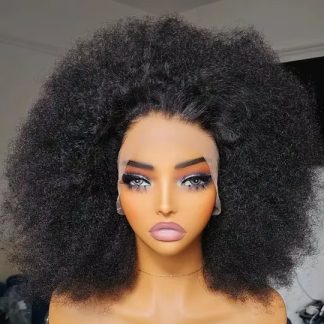 Fluffy Afro Kinky Curly Wig Human Hair Lace Front Brazilian Short Bob