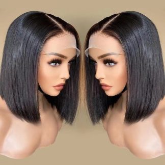 Brazilian Remy Hair Lace Front Bob Wig Transparent Lace Short