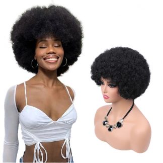 Afro Kinky Curly Hair With Bangs Natural Looking Short Afro Curly
