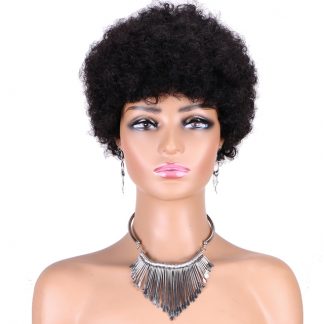 批发非洲卷发短发假发 Wholesale Afro Curly Short Wig Virgin Hair